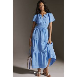 New Anthropologie The Somerset Maxi Dress: Linen Edition Size L
